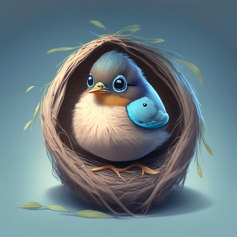 bird sitting on a nest, cute avatar