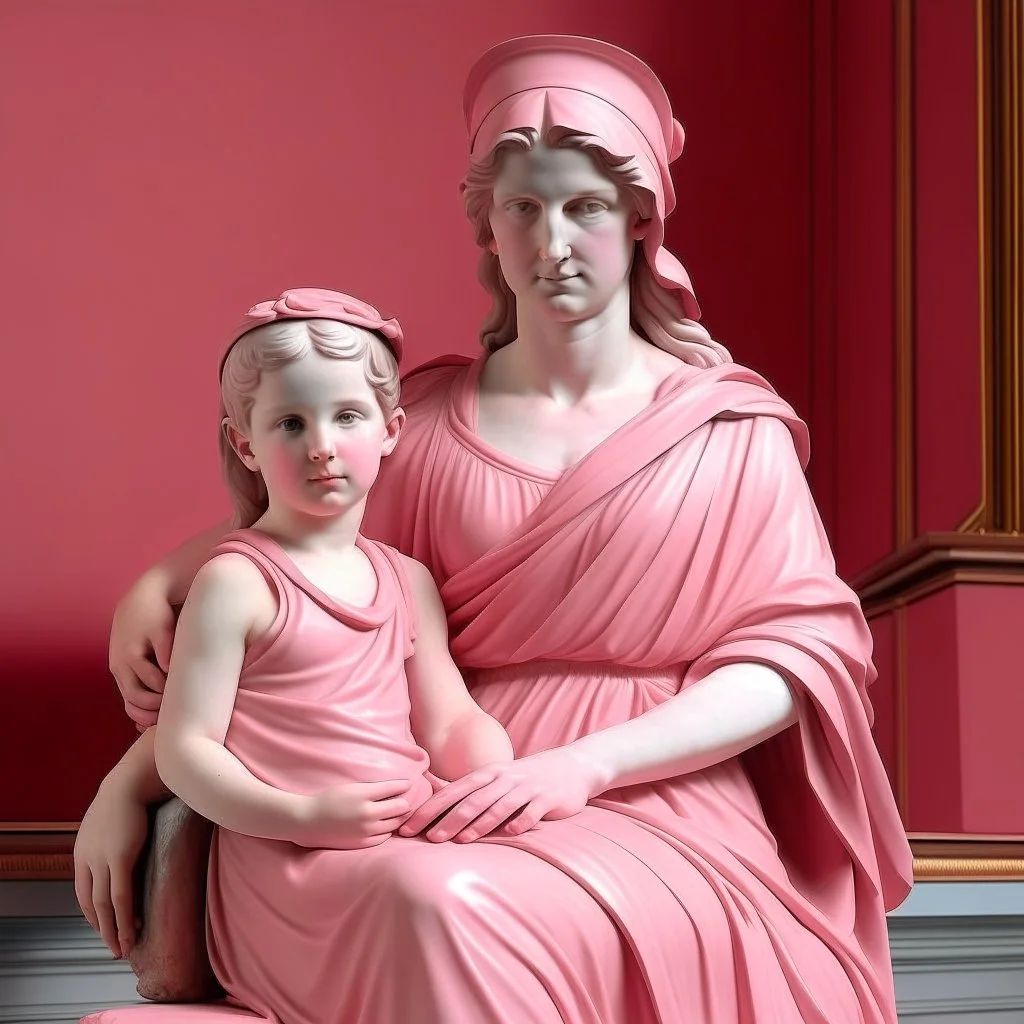 Neoclassicism pink woman and child