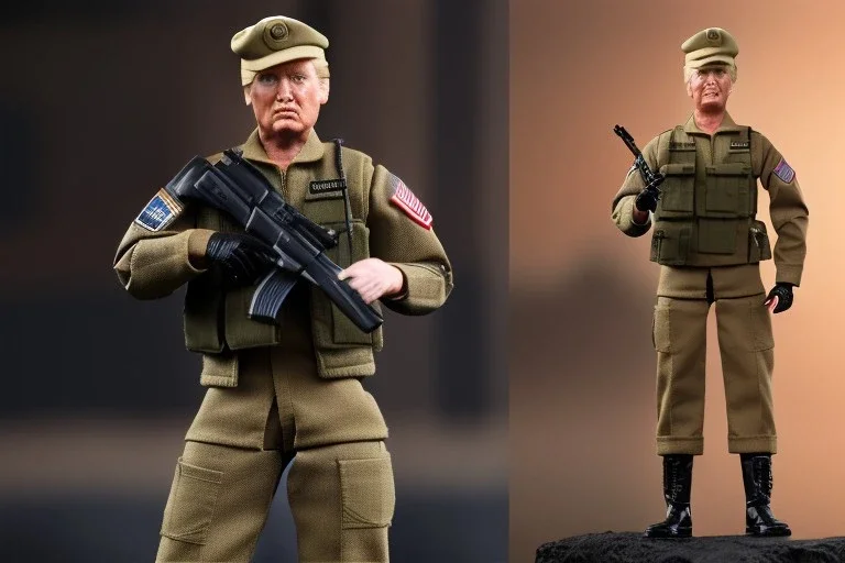 G.I. Joe toy doll figure soldier Donald Trump, gun,boots, berets, high definition, elbow, legs, hands