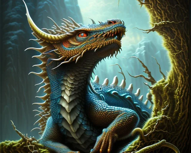 mdjrny-v4 style, photorealistic dragon, sharp scales, insanely detailed, symmetrical glowing eyes, intricate, bright iridescent highlights, art nouveau, volt lighting, atop a mountain crag, ultra high definition, volumetric illumination, by argerm inspired by Tod Lockwood and Bob Eggleton, black dragon