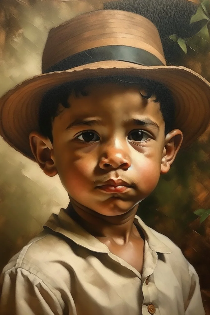 cuban little boy from the front portret painting neoclassism