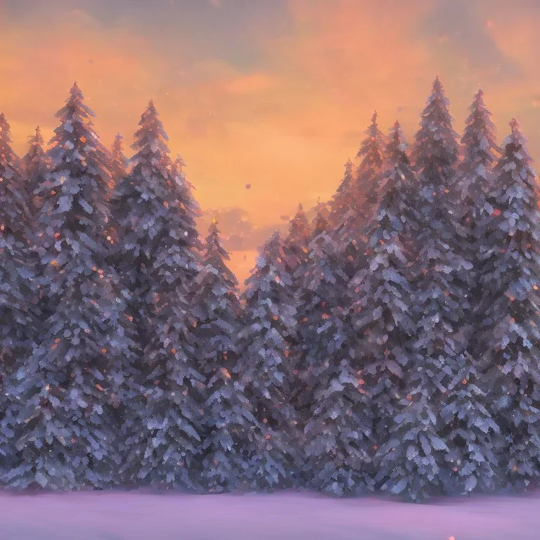 Santa trees snow sunset