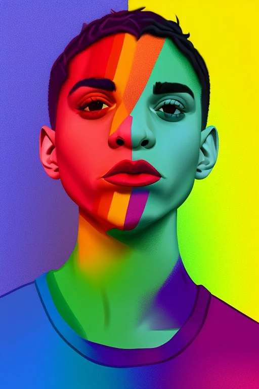 Portrait of a lgbtq activist with pride colors in background strong and powerful