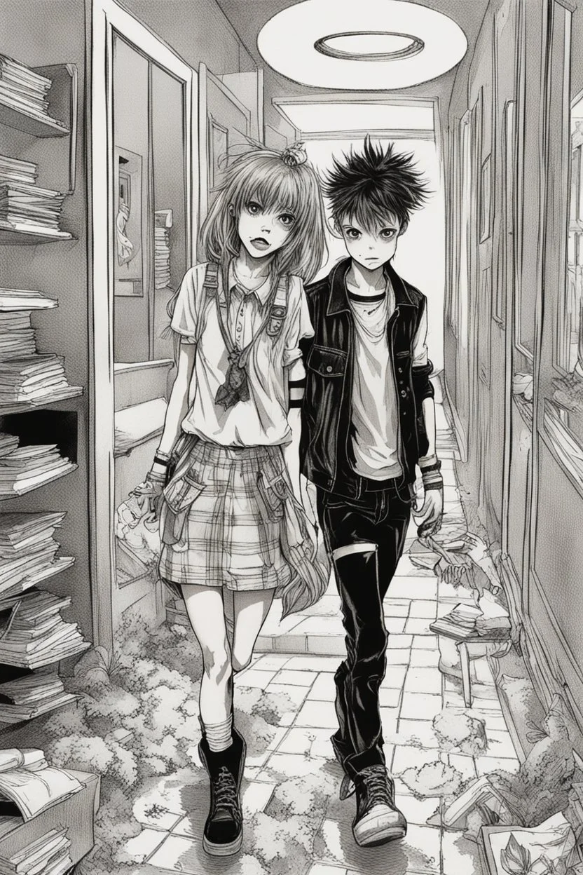 romantic hight school punk poltergeist girl and human boy