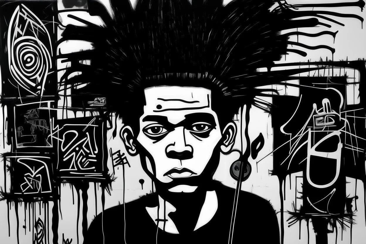 elvis pressley style of basquiat simple black and white