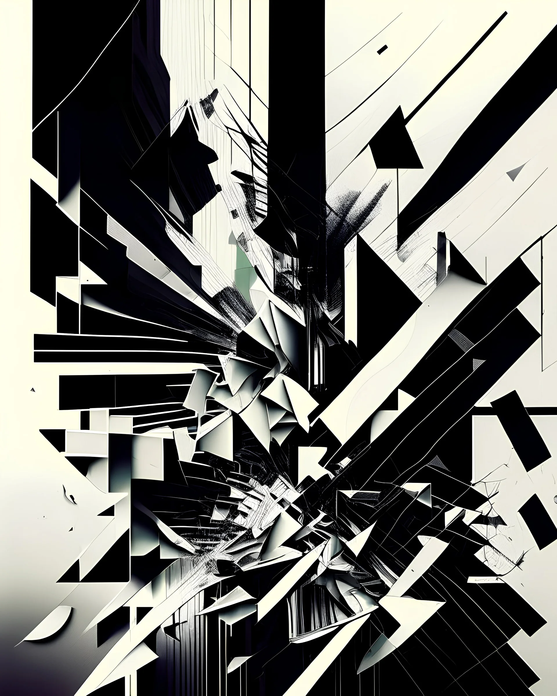 joy division theme chaotic asymmetrical geometrical art with glitch elements