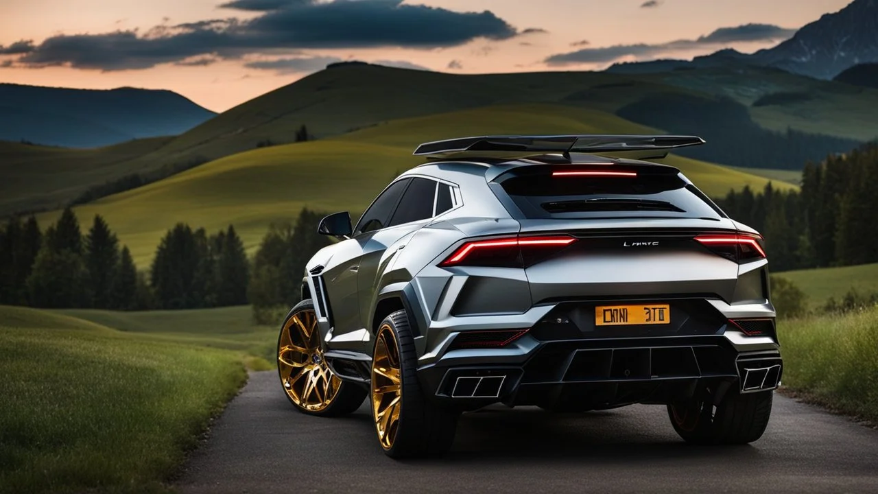 UFO lamborghini urus mansory ,rear view, desktop wallpaper, 4K, Cinematic