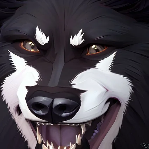 black alpha wolf baring teeth photorealistic