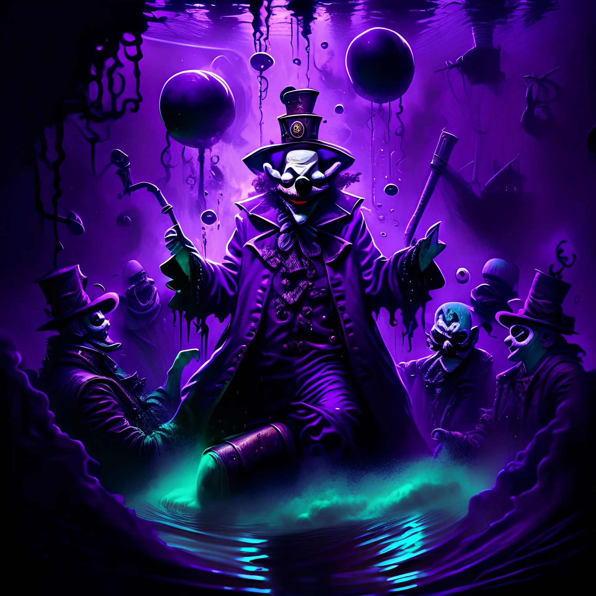 shadow wizard money gang purple robes in a submarine killing a clown