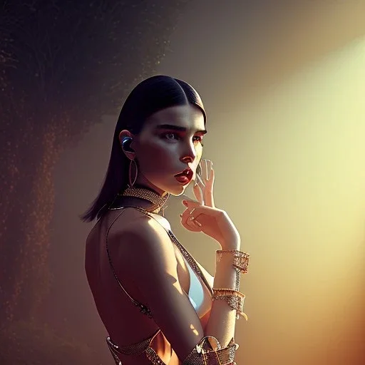 Mystery dua lipa, Ambiance dramatique, dramatic lighting, volumetric lighting, concert background, hyperrealisme, 8k, high quality, lot of details, fit within portrait