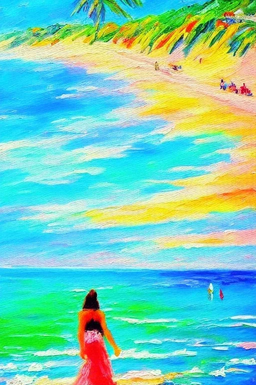 painting, impressionist, wanderlust, bright colors, beach