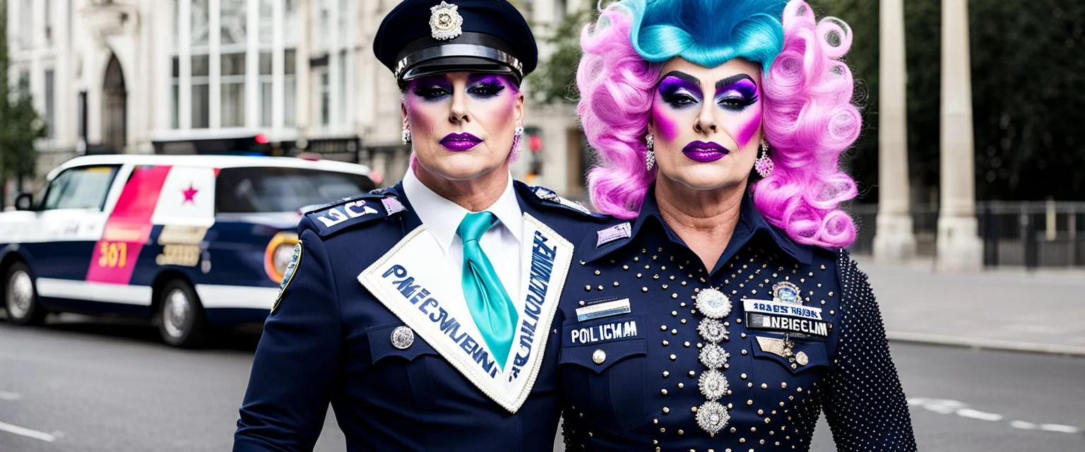 policeman dressed as a drag queen