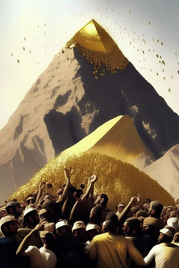 A mountain of gold in Iraq and people ch