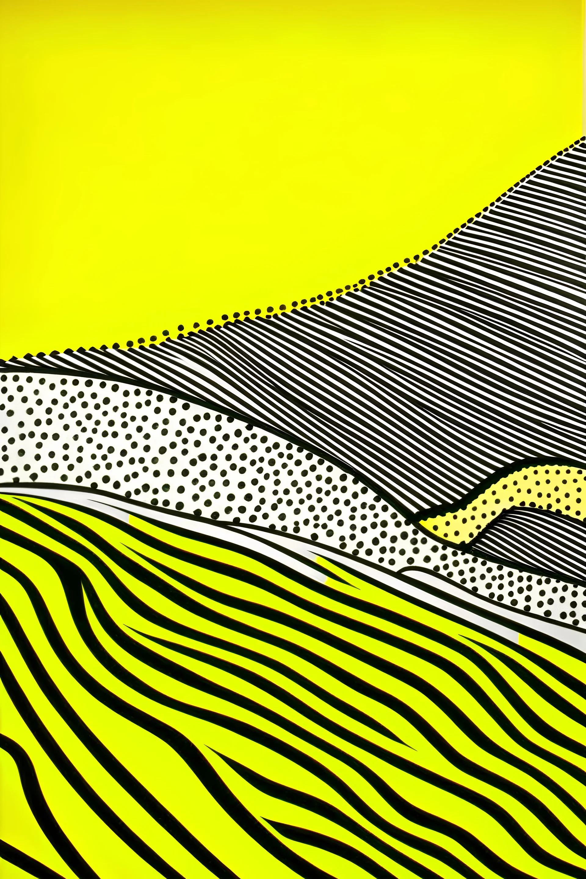 A yellowish orange desert of mystery painted by Roy Lichtenstein