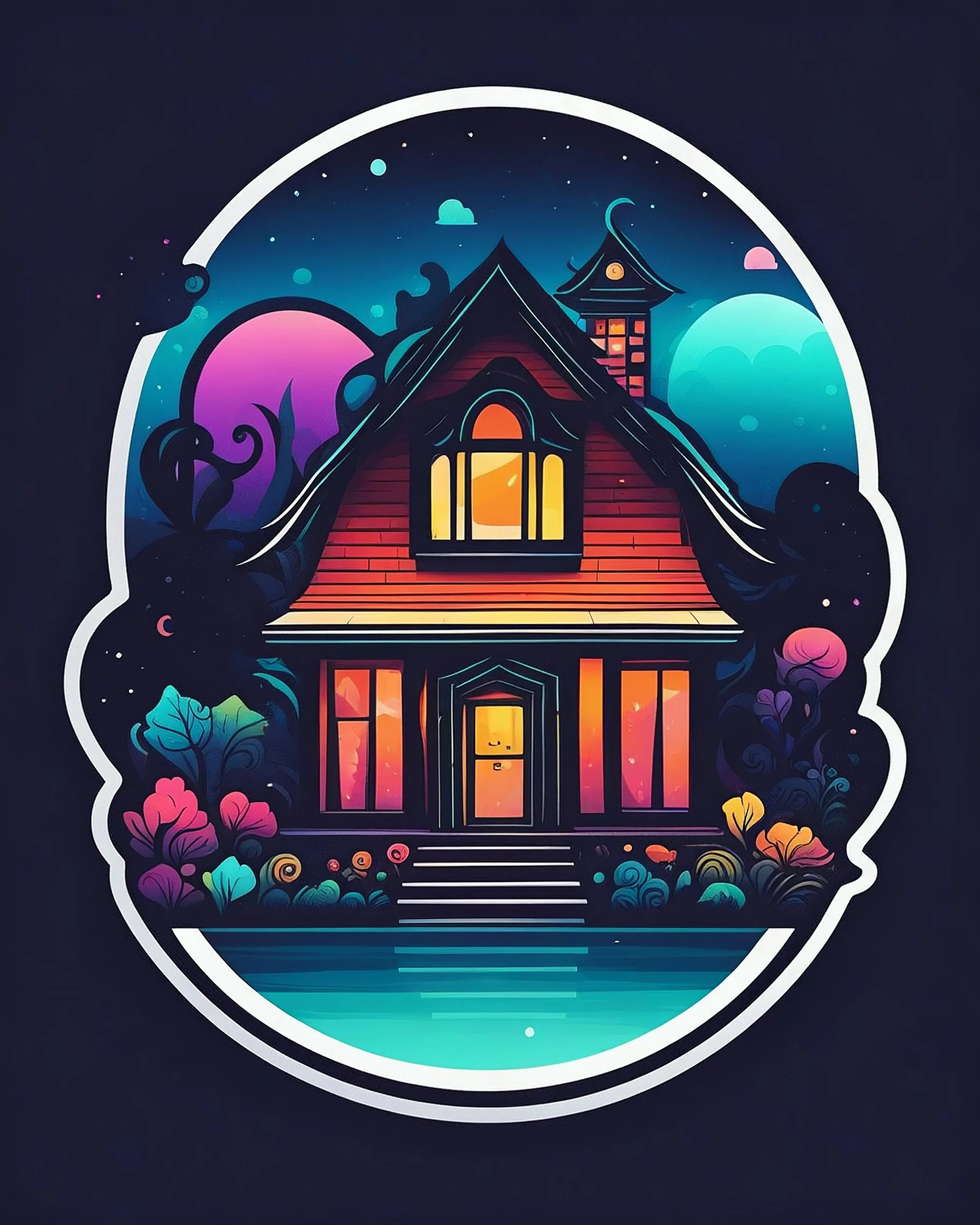 create an abstract design logo for a t-shirt graphic design company called "SugaPop House of Designs".", sticker, 2d cute, fantasy, dreamy, vector illustration, 2d flat, centered, by Tim Burton, professional, sleek, modern, minimalist, graphic, line art, vector graphics