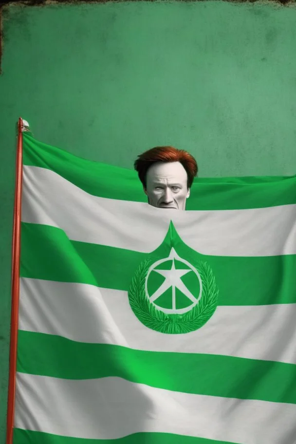 Conan O'Brien "Esperanto flag in background". Green-flag-with-white-star. Green flag in background