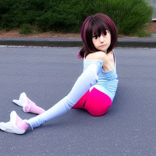 Anime girl doing a split