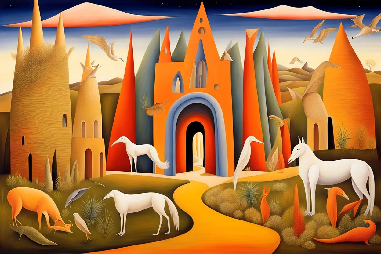 whispering ruins by artist "Kate Lycett",by artist "Leonora Carrington",by artist "Tarsila do Amaral"