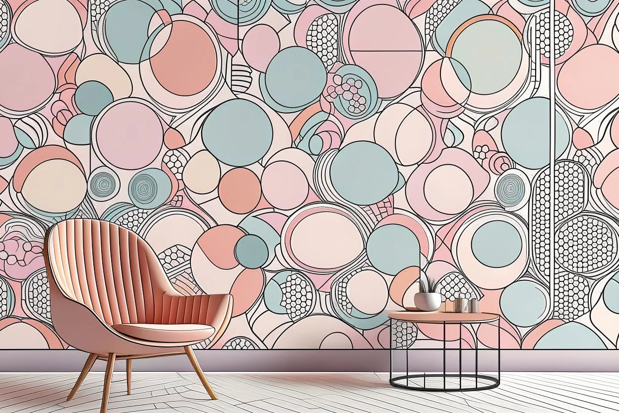 A wallpaper featuring round geometric shapes. Cattpuccin Theme, Pastele Colors, Catppuccin Macchiato Blue theme