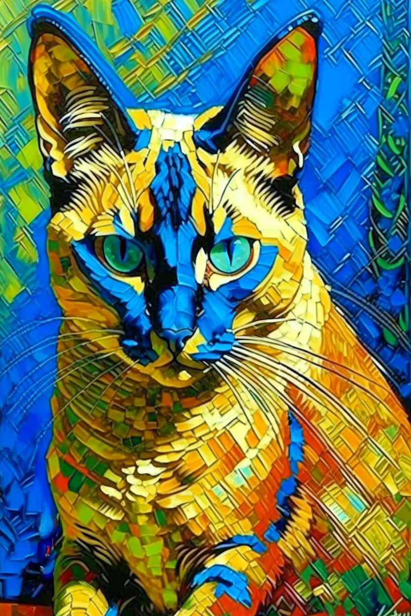 Portrait of Siamese cat by Van Gogh