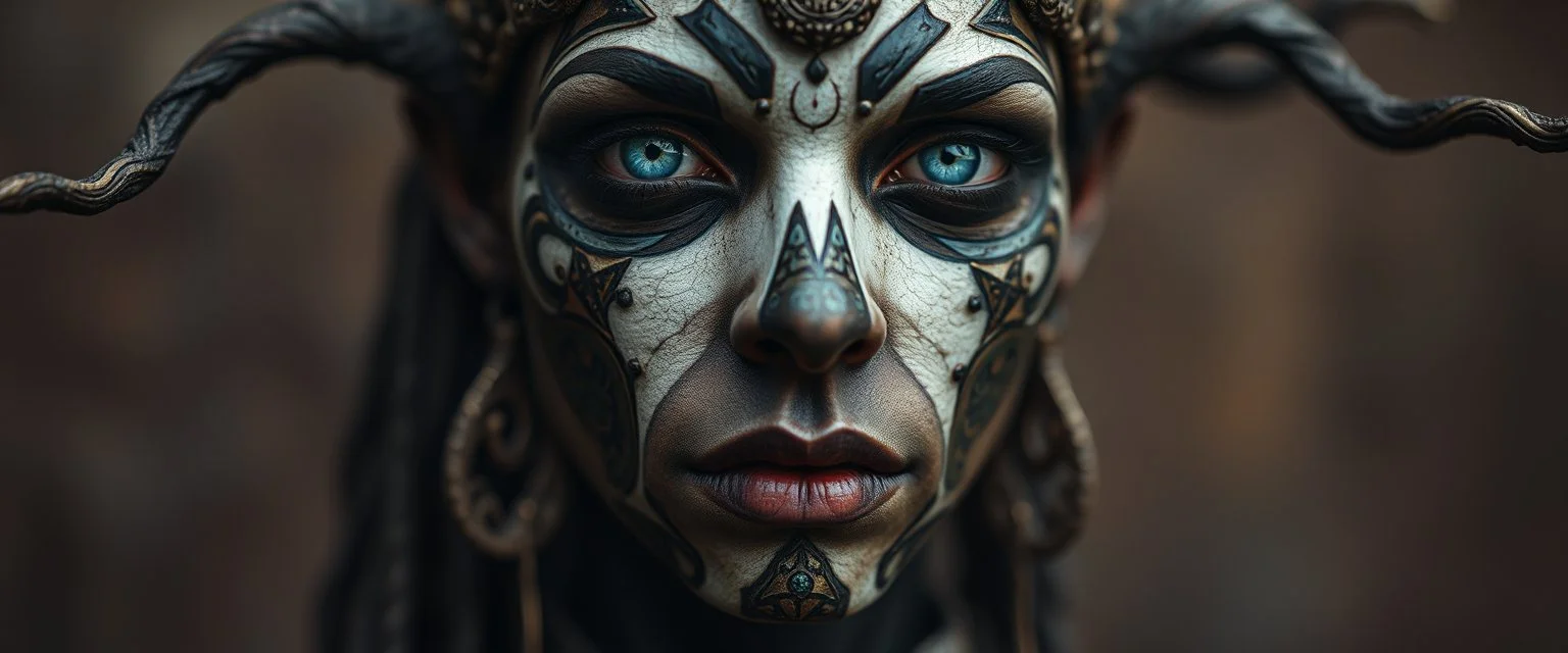 close up portrait of a voodoo transhumanism witchcraft