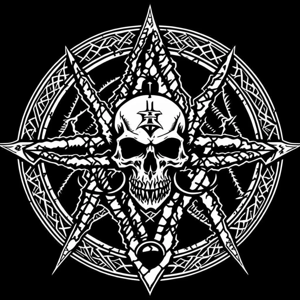 A ocultism symbol of evil, with satanism and nazi skull inverted cross