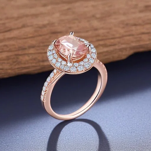 delicate thin ring with tiny diamonds and morganite, rose gold, thin ring