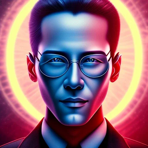 A beautiful portrait of man neo in the matrix, high key lighting, volumetric light high details psychedelic background