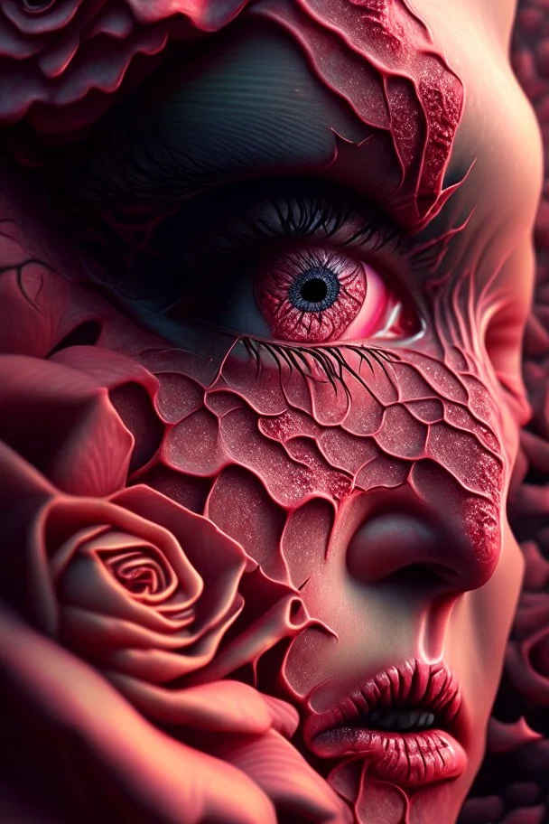 Day dawning skin crawling; insanely detailed; award-winning; rose tones; beautiful; surrealism