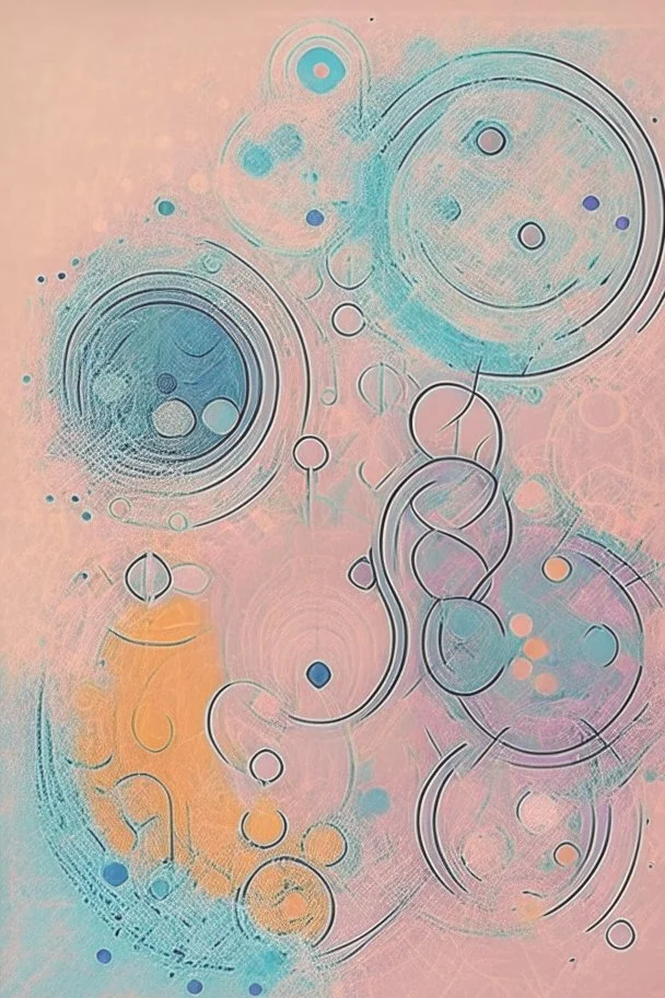 Abstract watercolor circles with Sketchy pencil outlines