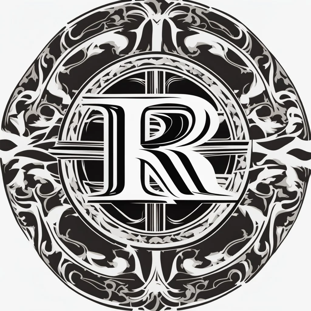 logo with the letter R end N, black and white