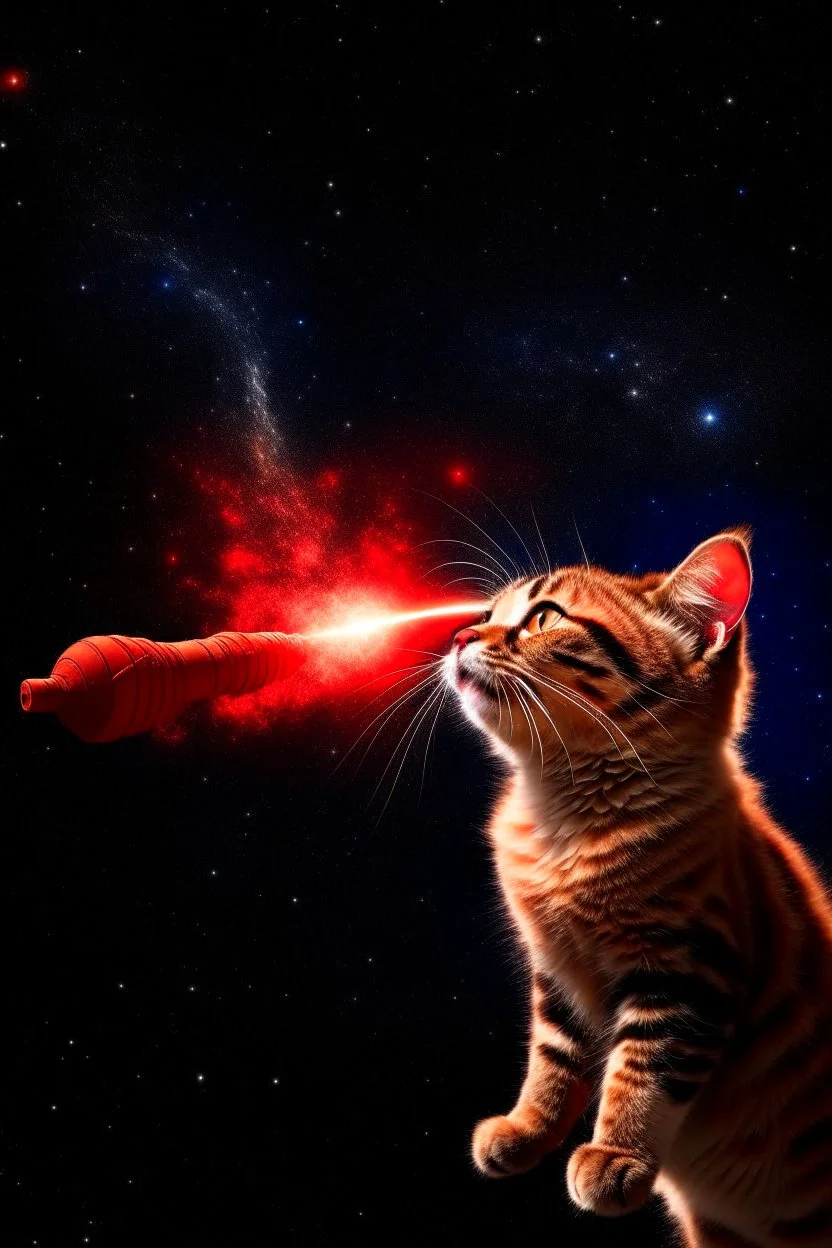 A cat shooting into outerspace