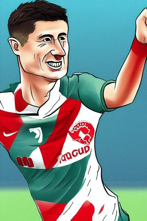 Robert Lewandowski Polish soccer player cartoon 2d