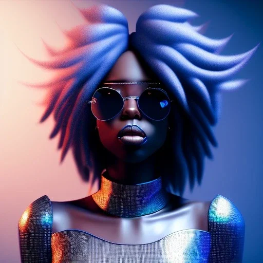 a black woman with extreme long hair and a blue crystal sunglases dancing on the dancefloor, behind her is a grafitti, steam punk, realistic, made in octane, cinematic, ultra-realistic, extremely detailed octane rendering, 8K, VRAY Super Real ar 2:3, dof photorealistic futuristic 50mm lens hard lighting dark gray tintype photograph, realistic lighting