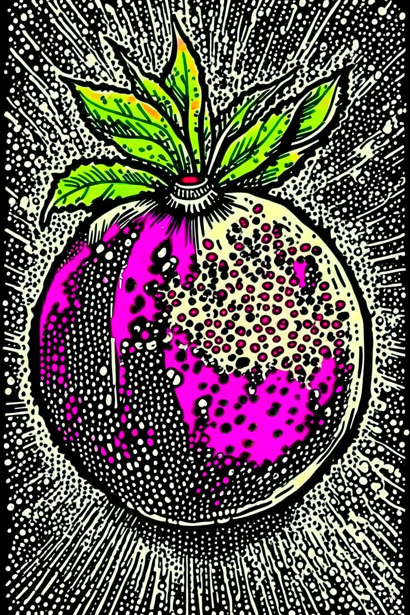 Vintage pop art style, pomegranate