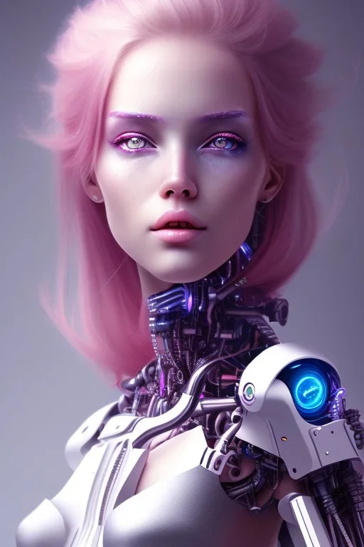 cyborg, pink hair,seven , perfekt eye, real, dream