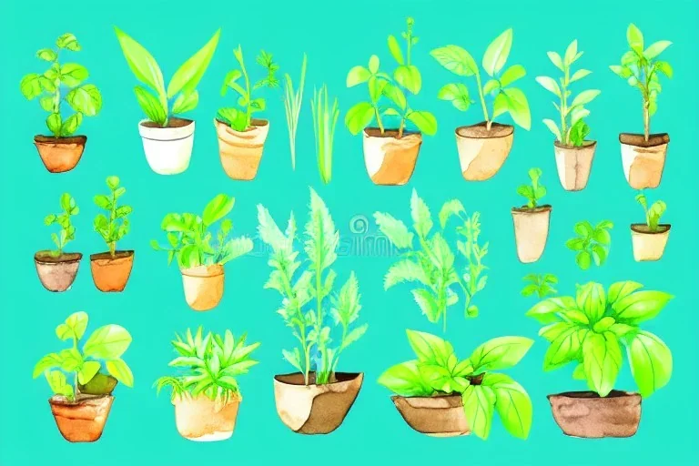 Vector plants and herb set illustration. Watercolor illustration color