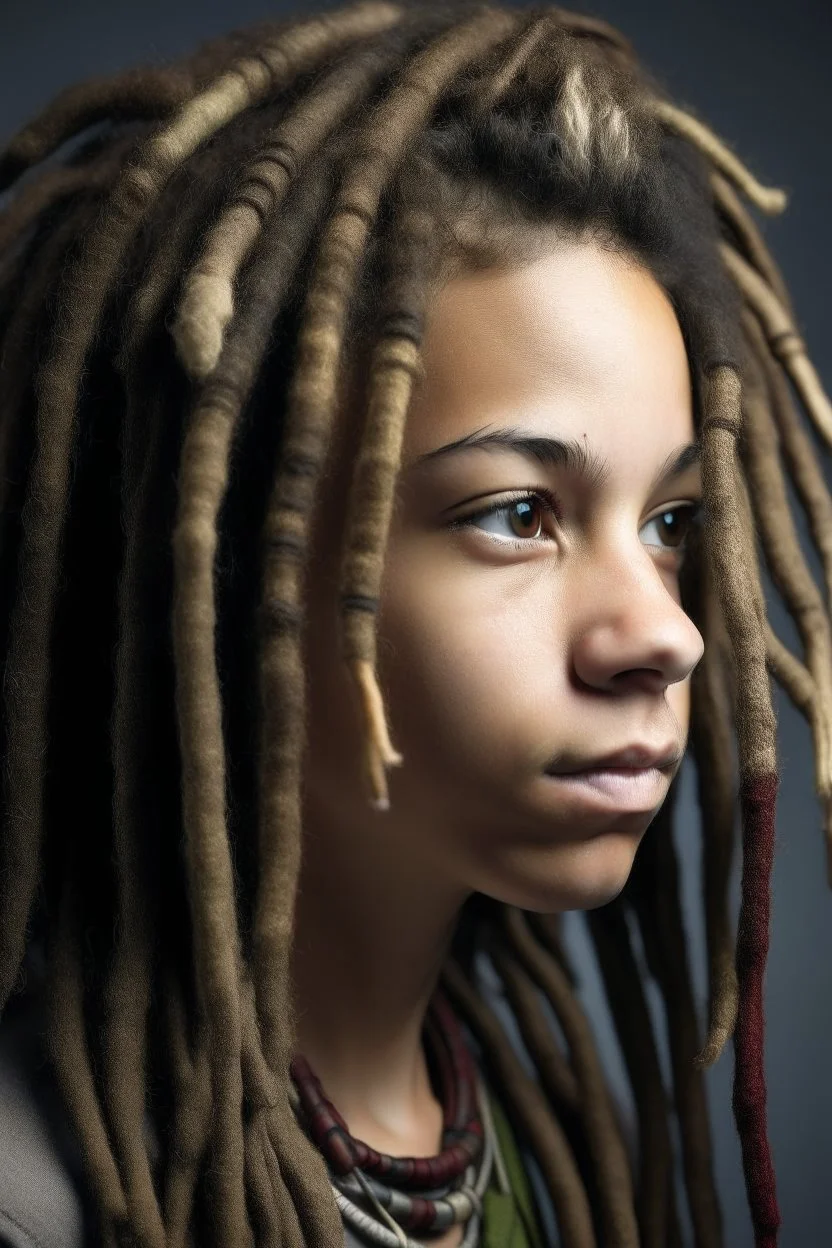 Light skin teen with dreads