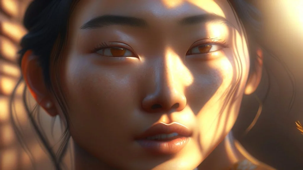 beautyfull asiatic woman, art by kiera malone photography, concept art modern photorealistic, in the style of , Artstation, sunlight, Unreal Engine sharp fine details trending on artstation reflections 4k ultra realistic post-processing