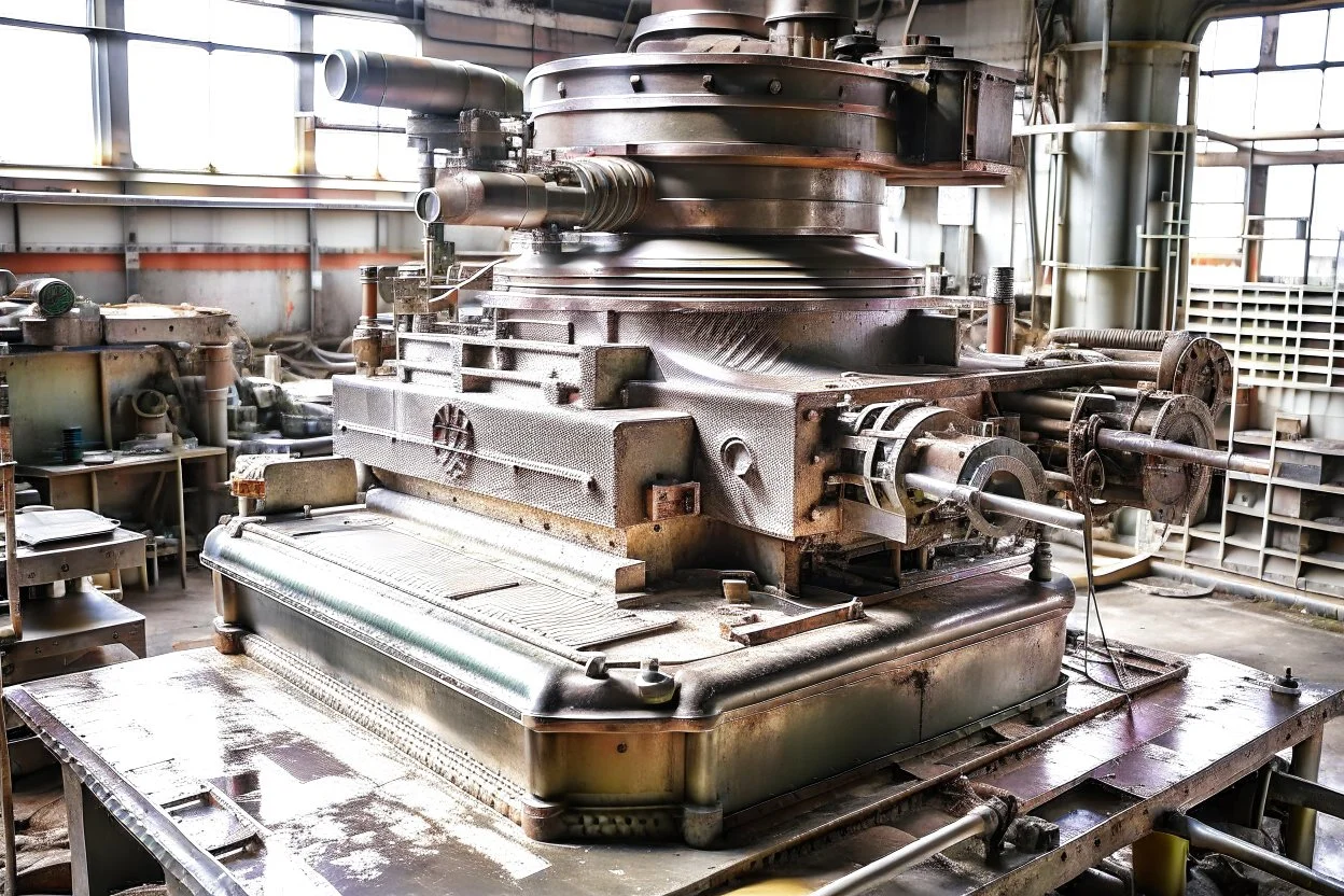 machine gun turret in a repair station