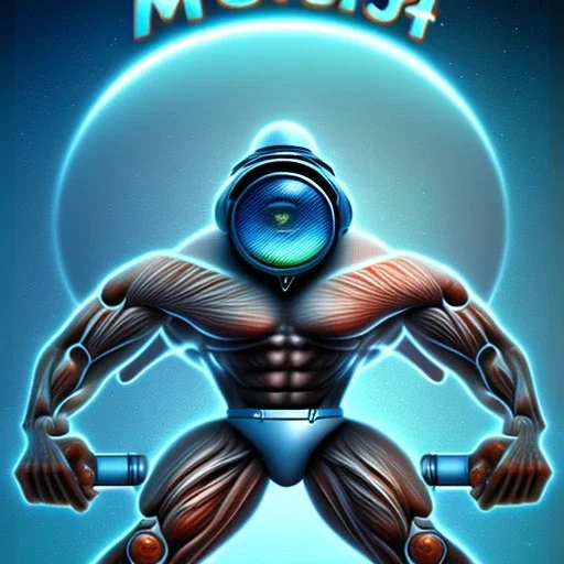 short sighted,muscular alien, beach, book cover