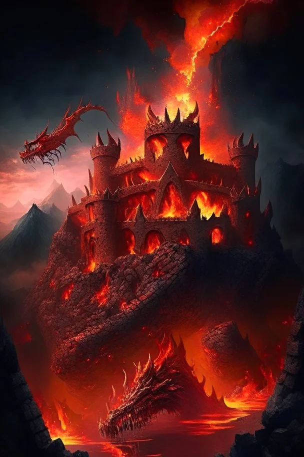 A castle of lava around the dragons