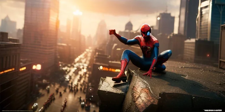 Spider-man remastered, full body, high-rise, concept art, sharp focus, art by tom Bagshaw, Kelogsloops, and Greg Rutkowski, great pose, magnificent, majestic, highly intricate, Realistic photography, incredibly detailed, ultra-high resolution, 8k, complex 3d render, cinema 4d.