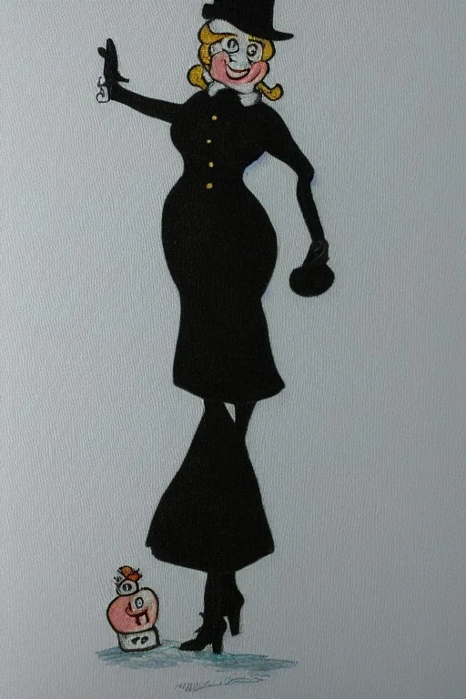 portrait, lady, full body shot, medium shot, style of frosty the snowman