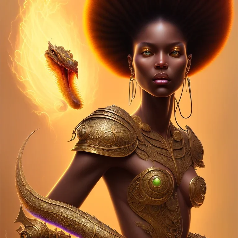 sango fantasy, fantasy magic, intricate, sharp focus, illustration, highly detailed, digital painting, concept art, matte, art germ and Boris Vallejo and kehinde wiley, masterpiece alligator long leg African beauty afro hair sexy body golden pretty lips fire background