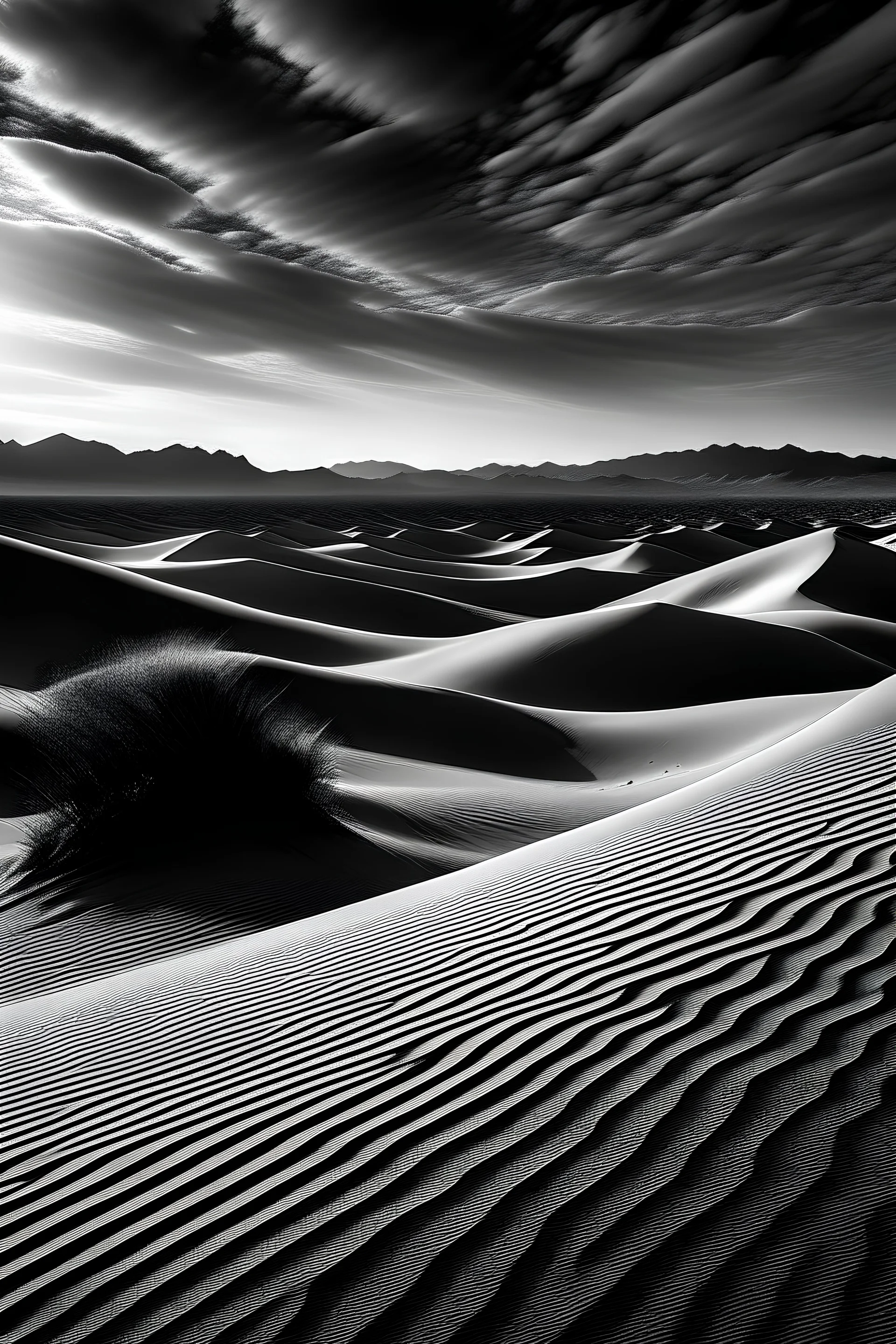 black and white, desert, surreal