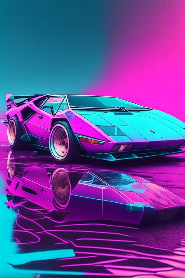 Vaporwave lamborghini miura