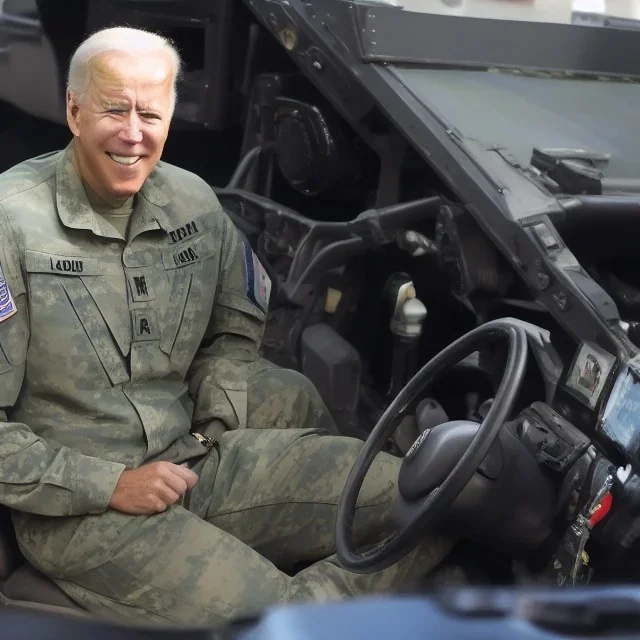  Joe Biden driving a military Vehicle