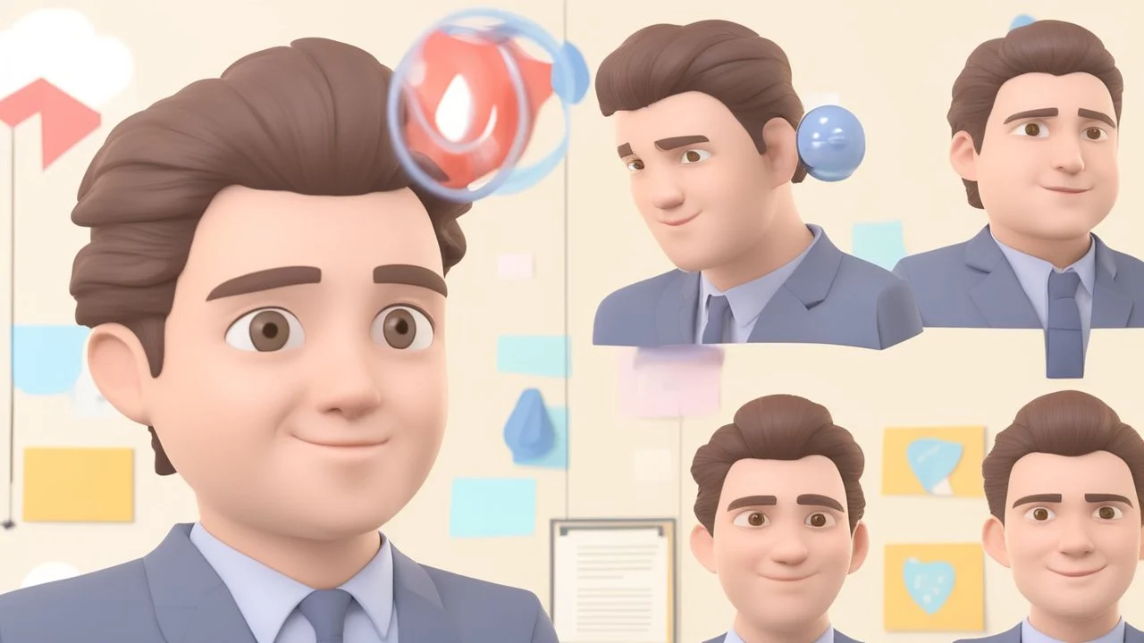 3d illustration of handsome business owner.