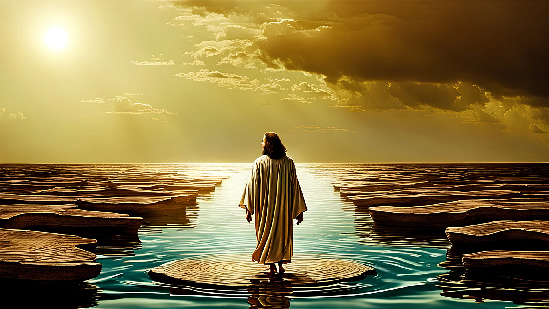 Jesus walking on top of water